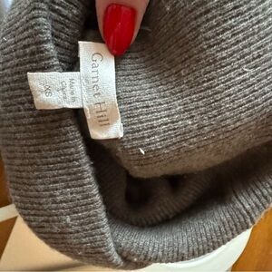 Garnet Hill Gray Green Cashmere Ribbed Turtleneck Sweater